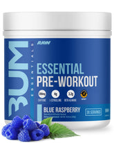 RAW Nutrition Essential Pre – saveur Framboise Bleue, énergie pré-entraînement.