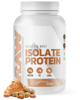 RAW Whey Isolate au beurre de cacahuète, pot pratique pour une collation protéinée.