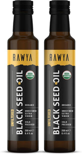 RAWYA huile de nigelle dans une bouteille en verre 250 ml, pure et concentrée.