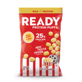 Ready Protein Puffs emballage principal, collation protéinée pratique pour les pauses.