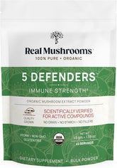 Real Mushrooms 5 Defenders poudre Chaga: soutien naturel quotidien sans remplisseurs