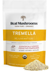 Real Mushrooms Tremella poudre issue du corps fructifiant, idéale pour la routine quotidienne.