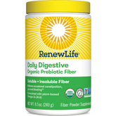 Renew Life fibre prébiotique – Bouteille visible, soutien potentiel à la régularité.
