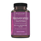 Reserveage Beauté gommes résvératrol 100 mg: texture fruitée pour une routine bien-être.