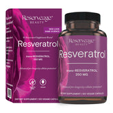 Reserveage Beauté Résveratrol 250 mg – bouteille visible, soutien potentiel à la vitalité antioxydante.