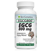 Bouteille REVGENETICS EGCG 800mg, affichant le dosage élevé pour le soutien antioxydant.