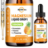 ReviNutra glycinate magnésium gouttes bouteille, soutien sommeil et détente