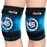 Genou et bandeau REVIX en place, refroidissement ciblé et durable après l'effort.