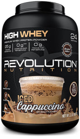 Revolution Nutrition High Whey: boîte sans gluten, repérable et sûr.