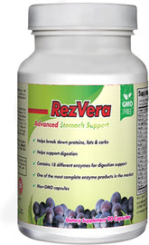 RezVera: bouteilles d enzymes montrant le complément digestif naturel pour une meilleure absorption