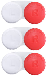 RHUI boîtes pour lentilles rouge, vue avant, rangement pratique.