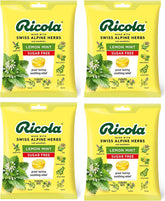 Ricola citron-menthe sans sucre, boîtes alignées, goût rafraîchissant pour apaiser la gorge.