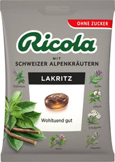 Ricola Réglisse Sans Sucre – emballage 75 g, pratique à emporter lors de déplacements.
