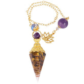 Rockcloud pendule pointe cristal œil de tigre 6 facettes pour divination et dowsing