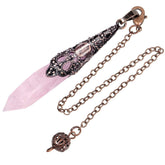 Rockcloud pendule quartz rose naturel pour méditation et équilibre énergétique.