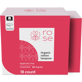ROSE tampons organiques sans applicateur – confort et absorption douce au quotidien.