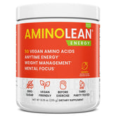 AminoLean de RSP Nutrition dans un flacon-doseur, énergie naturelle et concentration.
