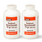 Rugby Laboratories, boîte de comprimés bicarbonate de sodium, soulagement potentiel des inconforts digestifs.