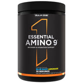 Rule 1 Essential Amino 9, bouteille bleu framboise citronnade, hydratation efficace après l'entraînement