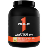 Rule 1 R1 Protéine Whey Isolate, bouteille Banane Crème prête à mélanger après entraînement.