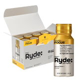 Ryde Focus Shot en bouteille orange, saveur naturelle, pour rester concentré pendant les tâches.