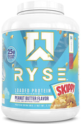 RYSE Loaded Protein en pot, goût Beurre de cacahuète Skippy, idéal après entraînement.