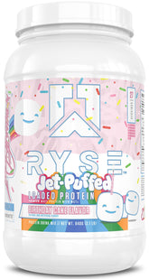 RYSE poudre-protéine chargée gâteau-anniversaire, soutien musculaire après entraînement.