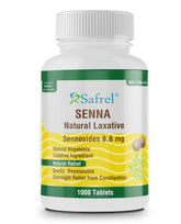 Safrel Senna comprimés dans une bouteille, soutien intestinal naturel.
