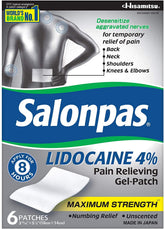 Salonpas lidocaïne patch-relief durable jusqu'à 8 heures sur zone douloureuse