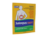 Salonpas Patch Chaud au Capsicum appliqué sur la peau, chaleur localisée.