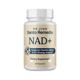 Santo Remedio NAD+ – bouteille d’énergie durable pour la journée.