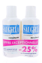 Saugella Dermoliquid – bouteilles de 500 ml, douceur pour l'hygiène intime.