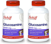 Schiff Glucosamine et hyaluronique – bouteille visible et comprimés faciles à avaler pour une utilisation quotidienne.