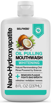 SELFWISE bain de bouche nano hydroxyapatite, vue de la bouteille pour soin naturel