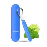 Sestball nettoyeur langue en acier inoxydable bleu, haleine fraiche et hygiène buccale.