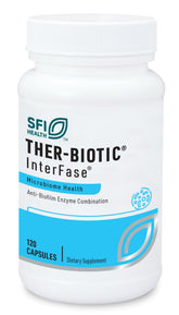 Ther-Biotic InterFase de SFI Health, bouteille, soutien potentiel de l'équilibre intestinal.