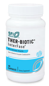 Ther-Biotic InterFase, bouteille montrant la formule ciblée pour l'équilibre intestinal.