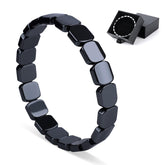 SHANGFEI bracelet hématite homme avec perles carrées noires, élégance durable.