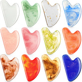 Sherr Gua Sha Coeur Résine Rose, outil facial stimulant la circulation.