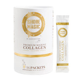 Shore Magic emballage sachets 14 jours, pratique pour voyage et dosage quotidien.
