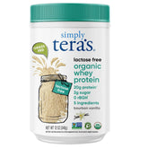Simply Tera's protéine whey sans lactose dans la boîte 12oz, pratique et nutritive.