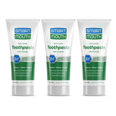 SmartMouth dentifrice zinc-ion – pack triple, protection de l’émail et fraîcheur durable.
