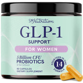 SMNutrition GLP-1 Support pour femmes – bouteille, soutien nutritionnel quotidien.