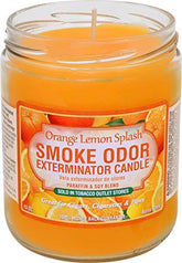 Bougie Smoke Odor Exterminator Orange Lemon Splash, brûle 70 heures et neutralise les odeurs tenaces.