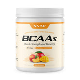 Snap Supplements BCAA poudre emballage: étiquette claire et identifiant le profil vegan et les bénéfices
