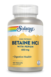 SOLARAY Betaïne HCl Pepsine – bouteille, soutien digestif après le repas.