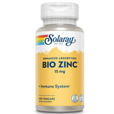 SOLARAY Bio Zinc 15 mg – boîte et étiquette visibles, pratique pour votre routine quotidienne.