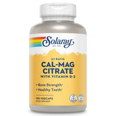 Solaray-bouteille-calcium-magnesium-citrate: soutien des os et des dents grâce au calcium et magnésium.