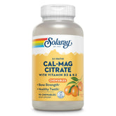 Solaray Cal-Mag Citrate Plus D-3 & K-2 Orange — bouteille, soutien potentiel des os et du cœur