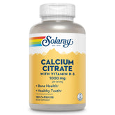 SOLARAY Calcium citrate D3 - Bouteille: soutien des os et dents sain grâce à la vitamine D.